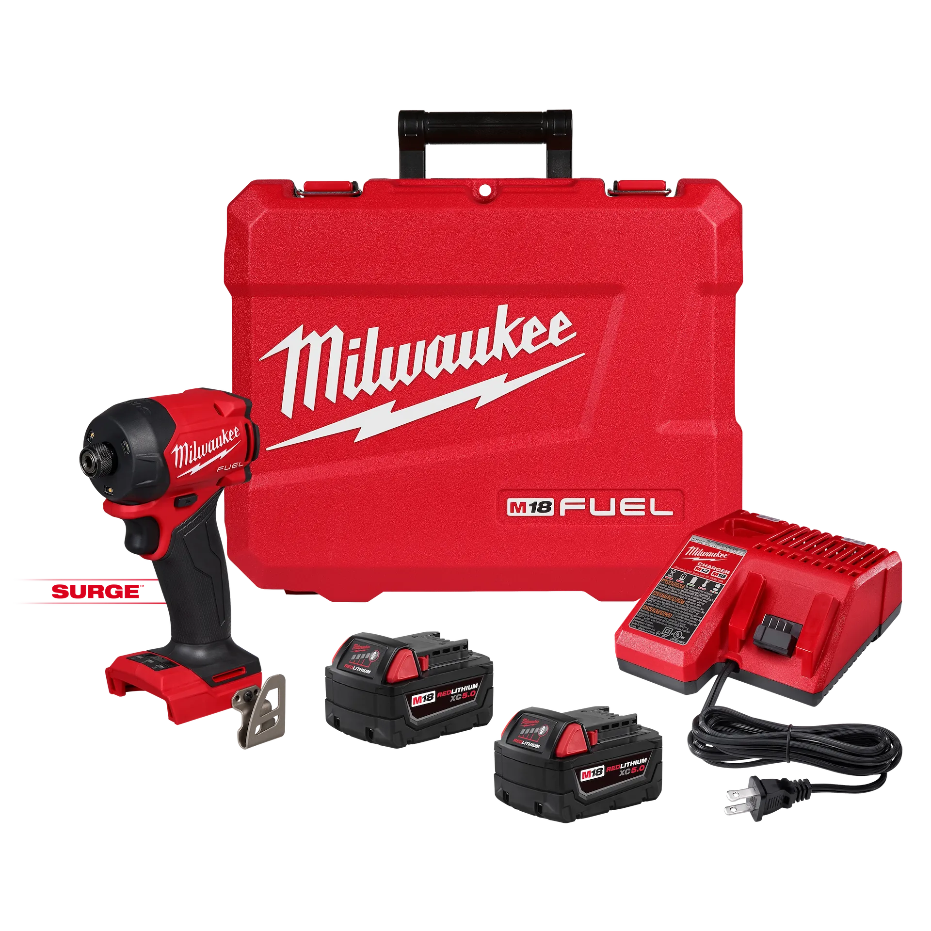 MILWAUKEE M18 FUEL GEN II SURGE 1/4" HEX HYDRAULIC DRIVER KIT w/ XC5.0 BATTERY & MULTI-VOLTAGE CHARGER - Kilrich Building Centres