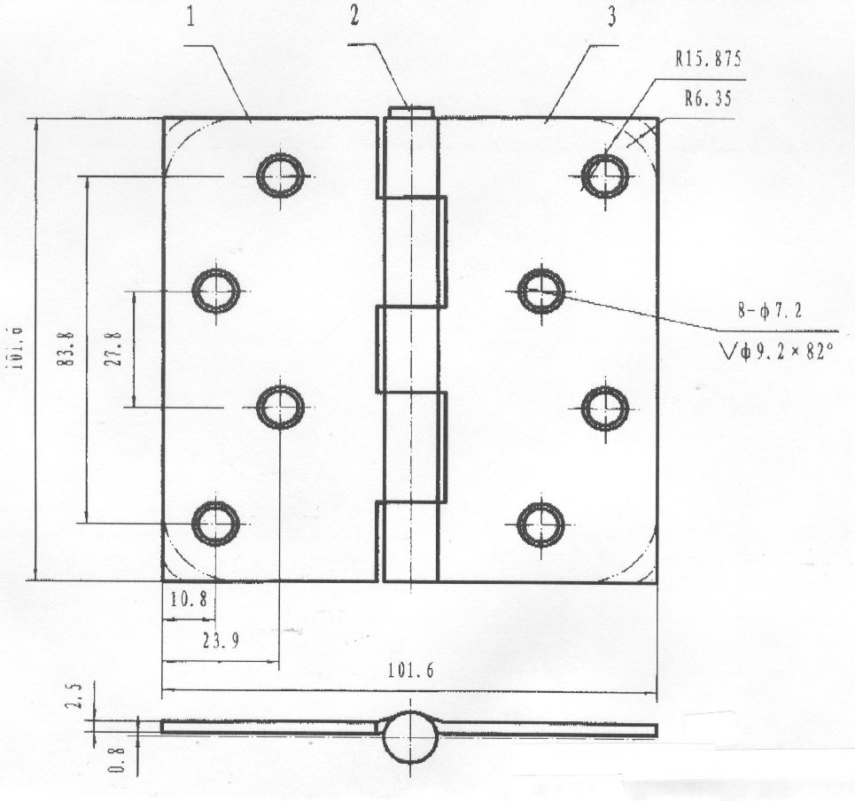 Main 2 - 4" x 4" BUTT HINGE (1/4" RADIUS) - BLACK -