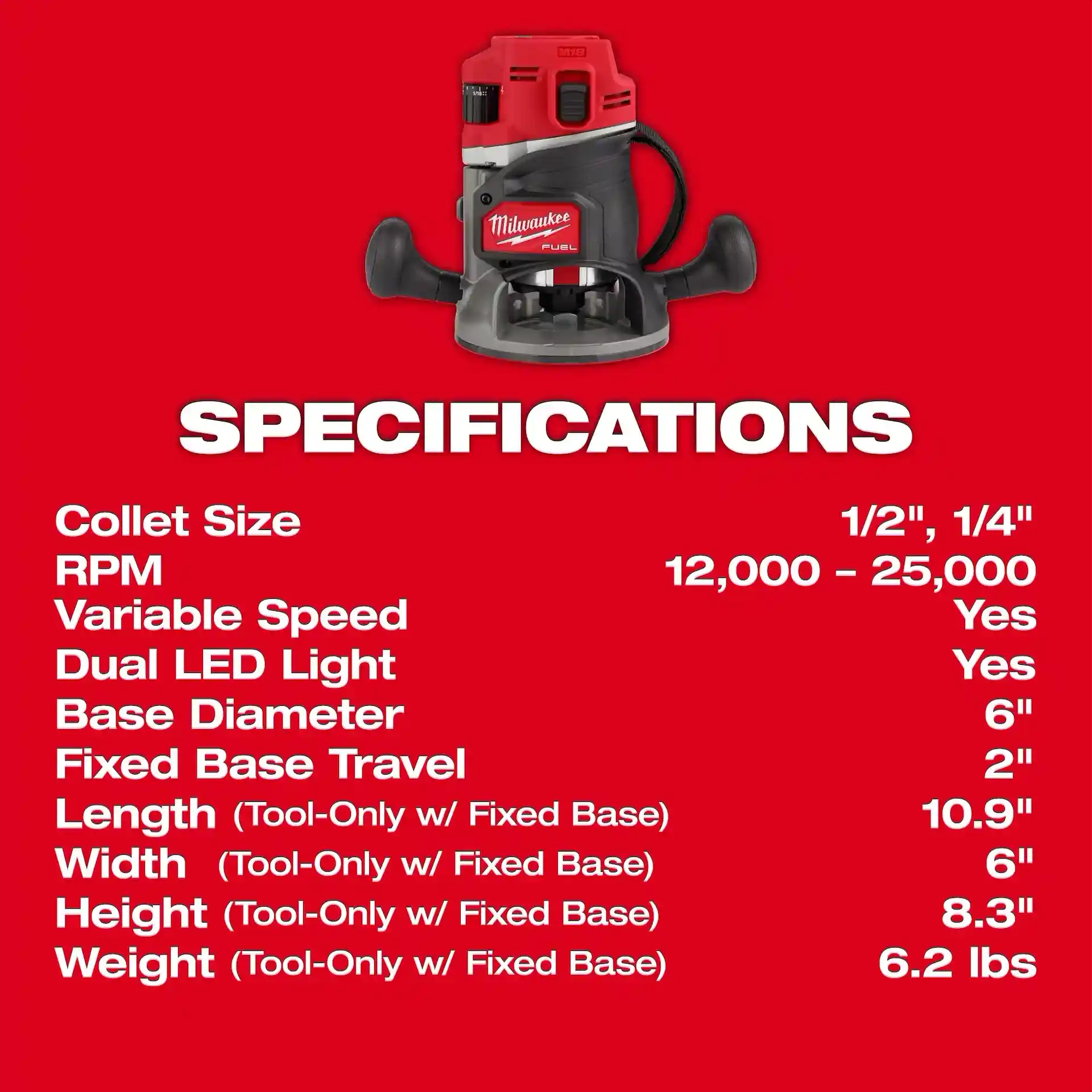 Main 5 - MILWAUKEE M18 FUEL 1/2” ROUTER MULTI-BASE KIT -
