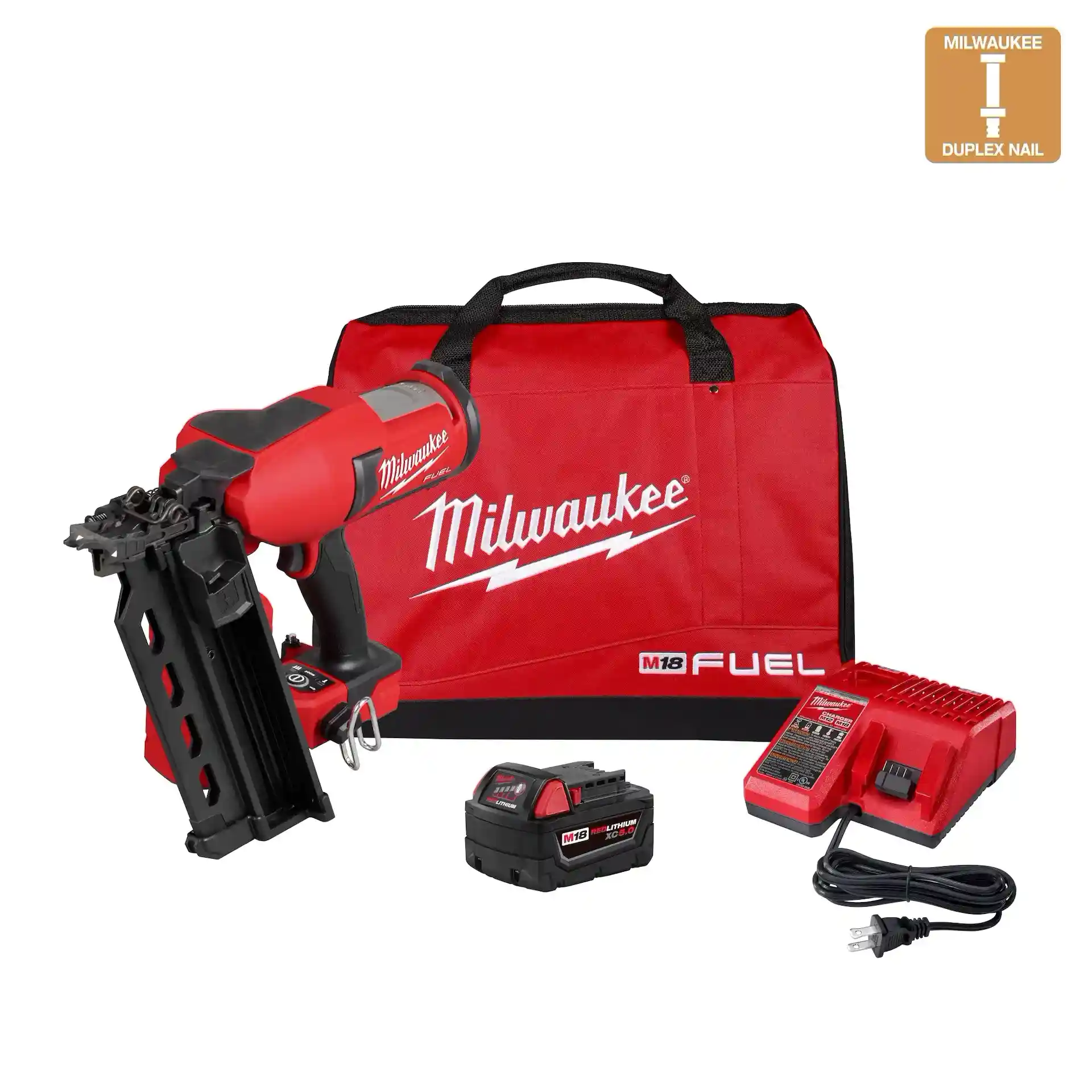 MILWAUKEE M18 FUEL DUPLEX NAILER KIT w/ XC5.0 BATTERY PACK & CHARGER - Kilrich Building Centres