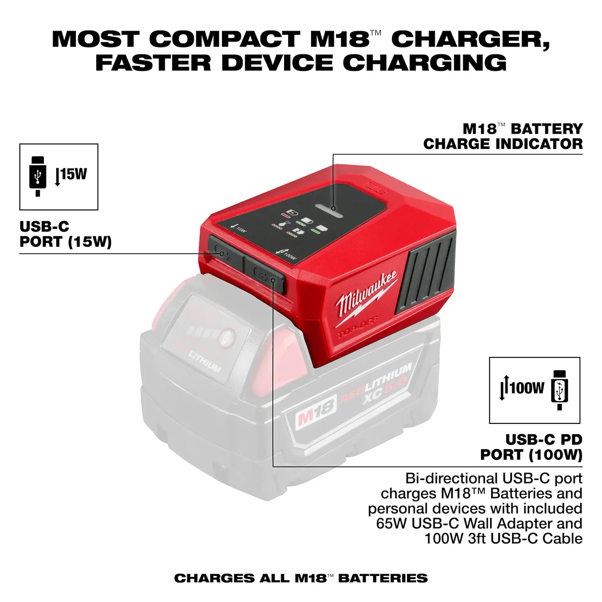 Main 2 - MILWAUKEE M18 TOP-OFF CHARGER & POWER SUPPLY -