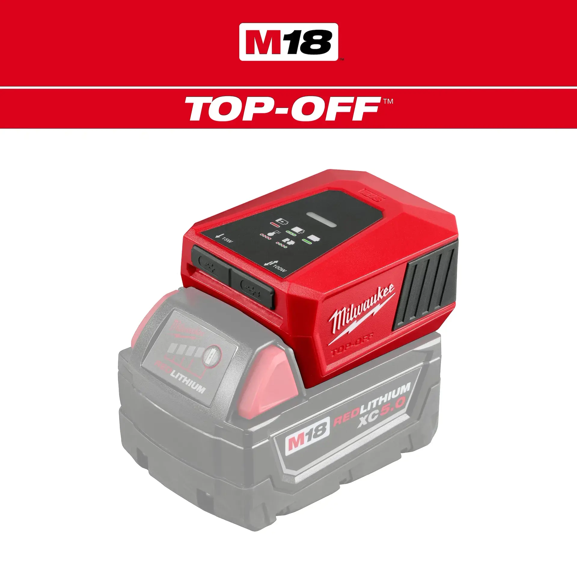 MILWAUKEE M18 TOP-OFF CHARGER & POWER SUPPLY - Kilrich Building Centres