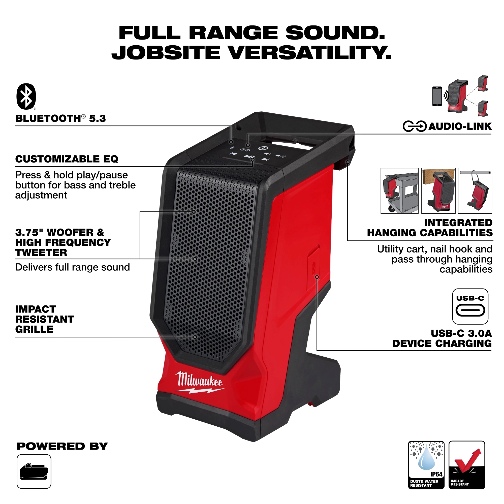 Main 2 - MILWAUKEE M18 BLUETOOTH JOBSITE SPEAKER -