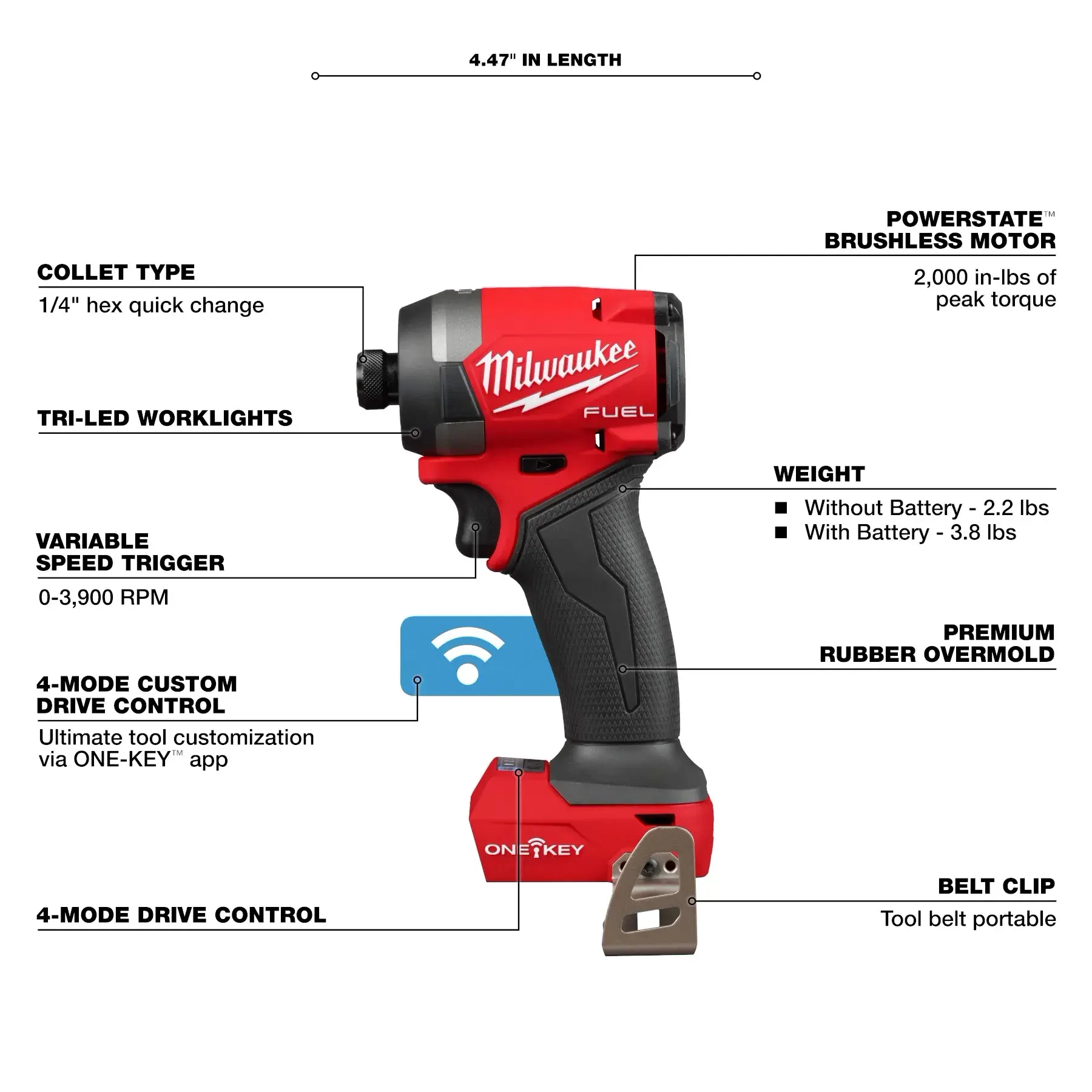 Main 2 - MILWAUKEE M18 FUEL 1/4" HEX. IMPACT DRIVER w/ ONE-KEY (TOOL ONLY) -