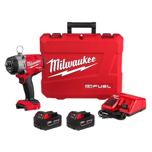 Main 1 - MILWAUKEE M18 FUEL 1/2" HIGH-TORQUE IMPACT WRENCH KIT w/ PIN DETENT, (2) XC5.0 BATTERIES & CHARGER -