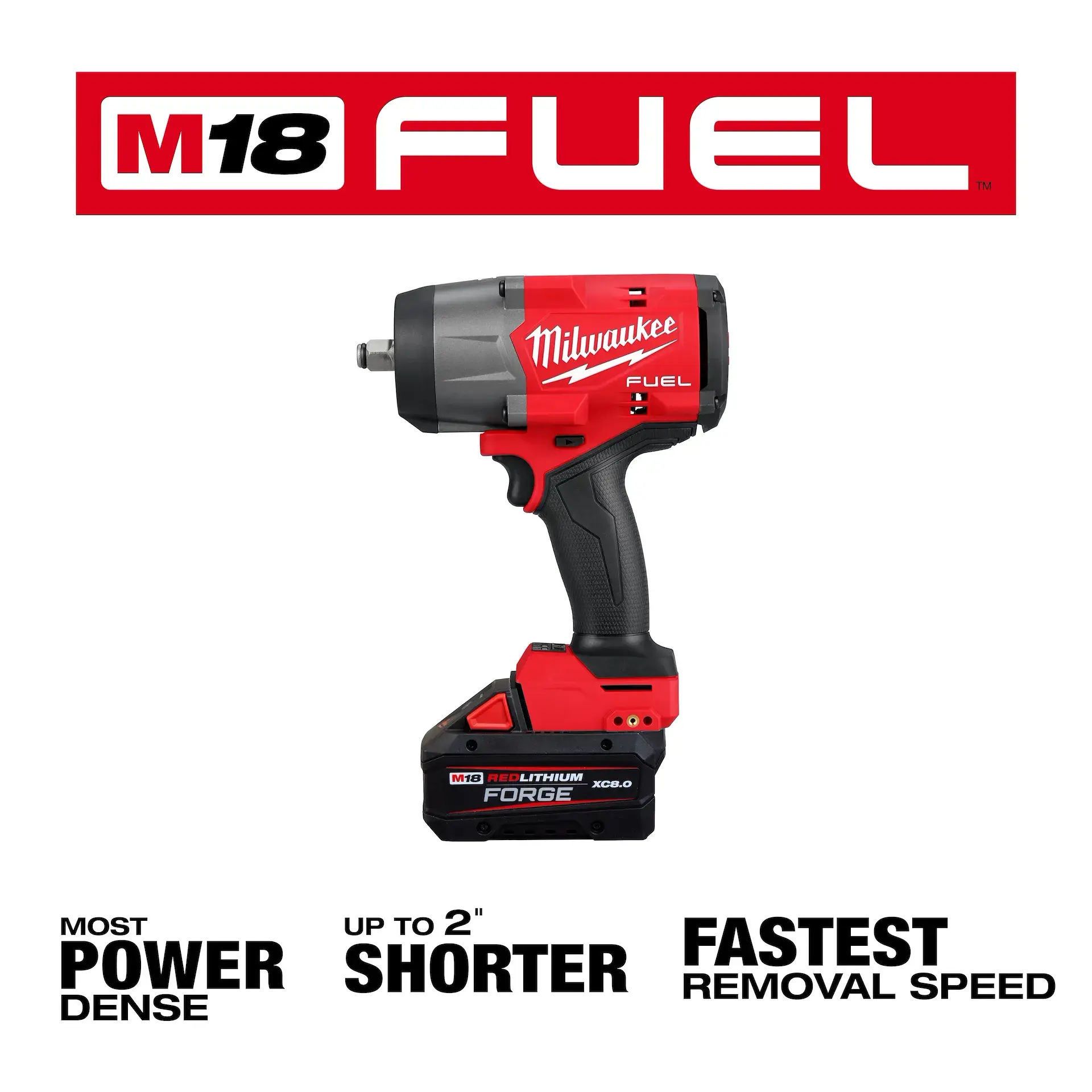 Main 4 - MILWAUKEE M18 FUEL 1/2" HIGH-TORQUE IMPACT WRENCH KIT w/ FRICTION RING, FORGE XC6.0 FORGE BATTERY, CHARGER & CARRYING CASE -