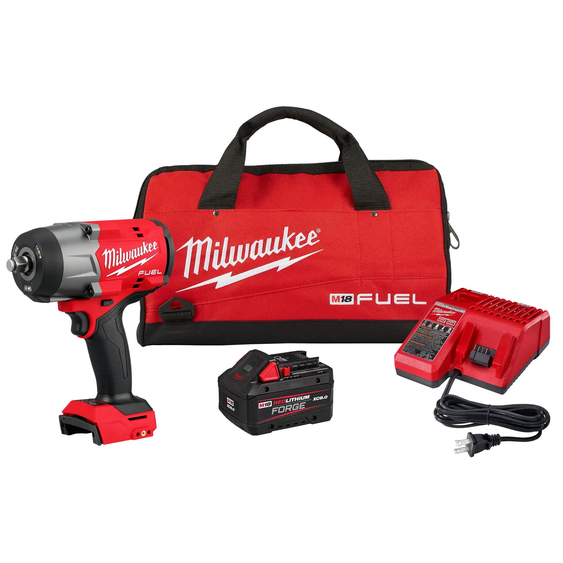 MILWAUKEE M18 FUEL 1/2" HIGH-TORQUE IMPACT WRENCH KIT w/ FRICTION RING, FORGE XC6.0 FORGE BATTERY, CHARGER & CARRYING CASE - Kilrich Building Centres