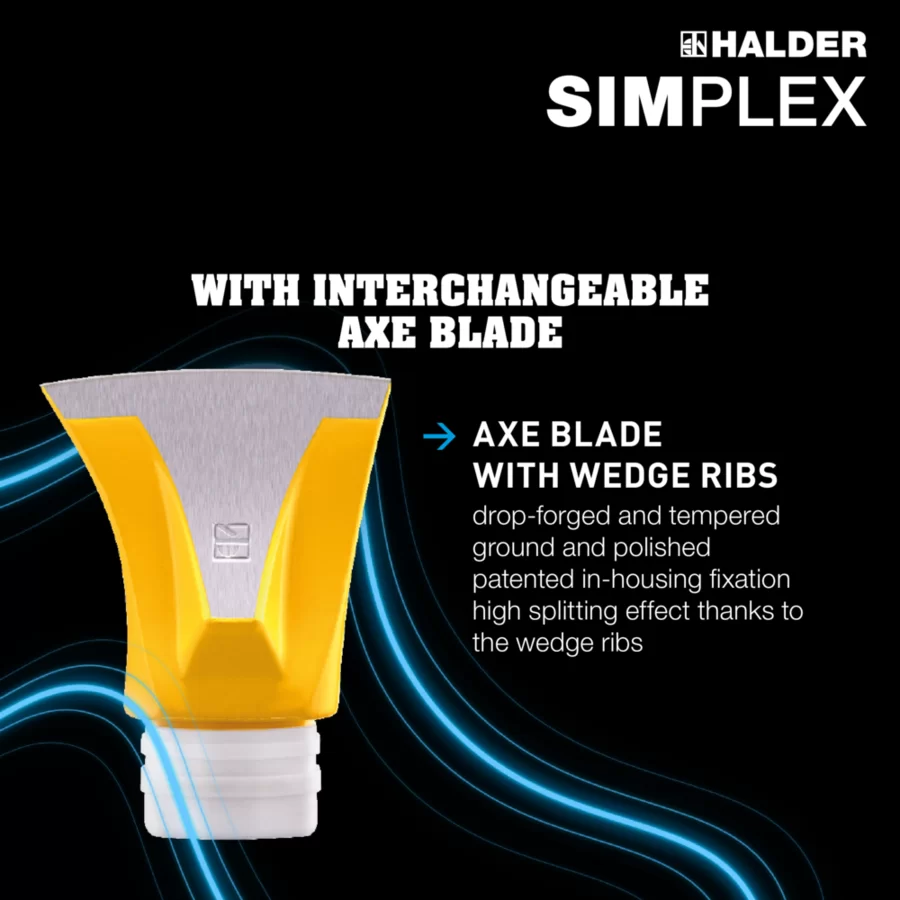 Main 2 - HALDER SIMPLEX SPLITTING AXE w/ CAST STEEL HOUSING & HICKORY HANDLE -