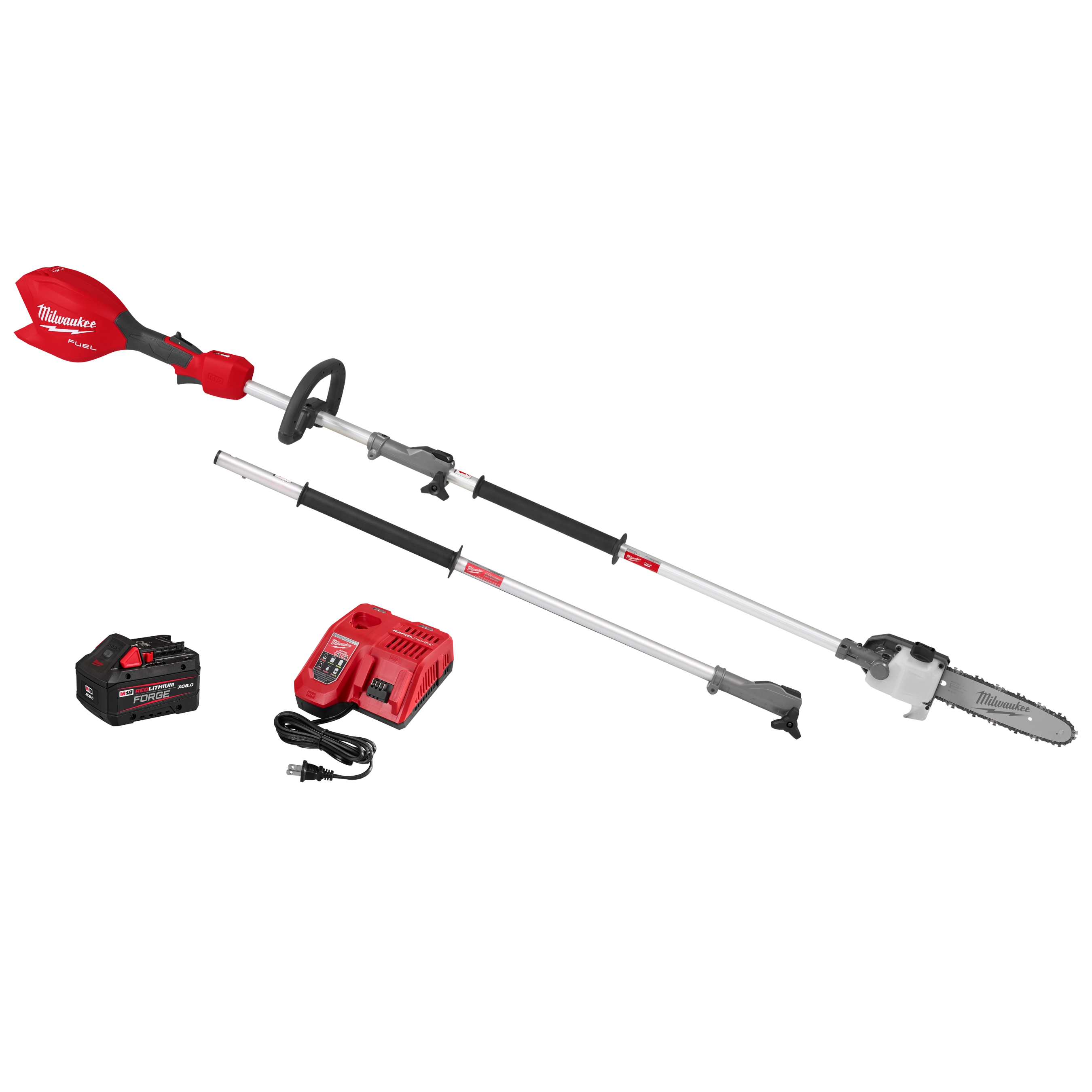 MILWAUKEE M18 FUEL GEN II 10" POLE SAW KIT w/ QUIK-LOK ATTACHMENT CAPABILITY, XC8.0 BATTERY & CHARGER - Kilrich Building Centres