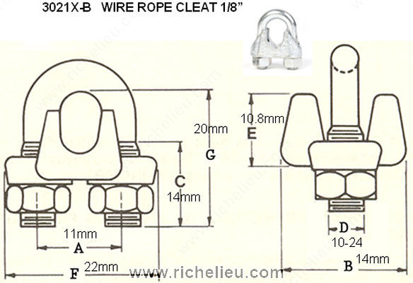 Main 2 - 1/8" WIRE ROPE CLEAT -