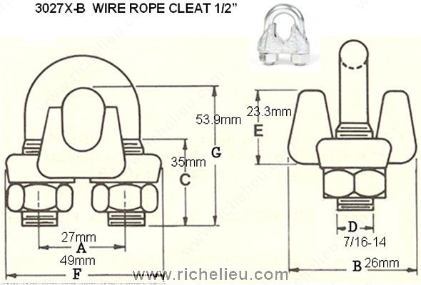 Main 2 - 1/2" WIRE ROPE CLEAT -