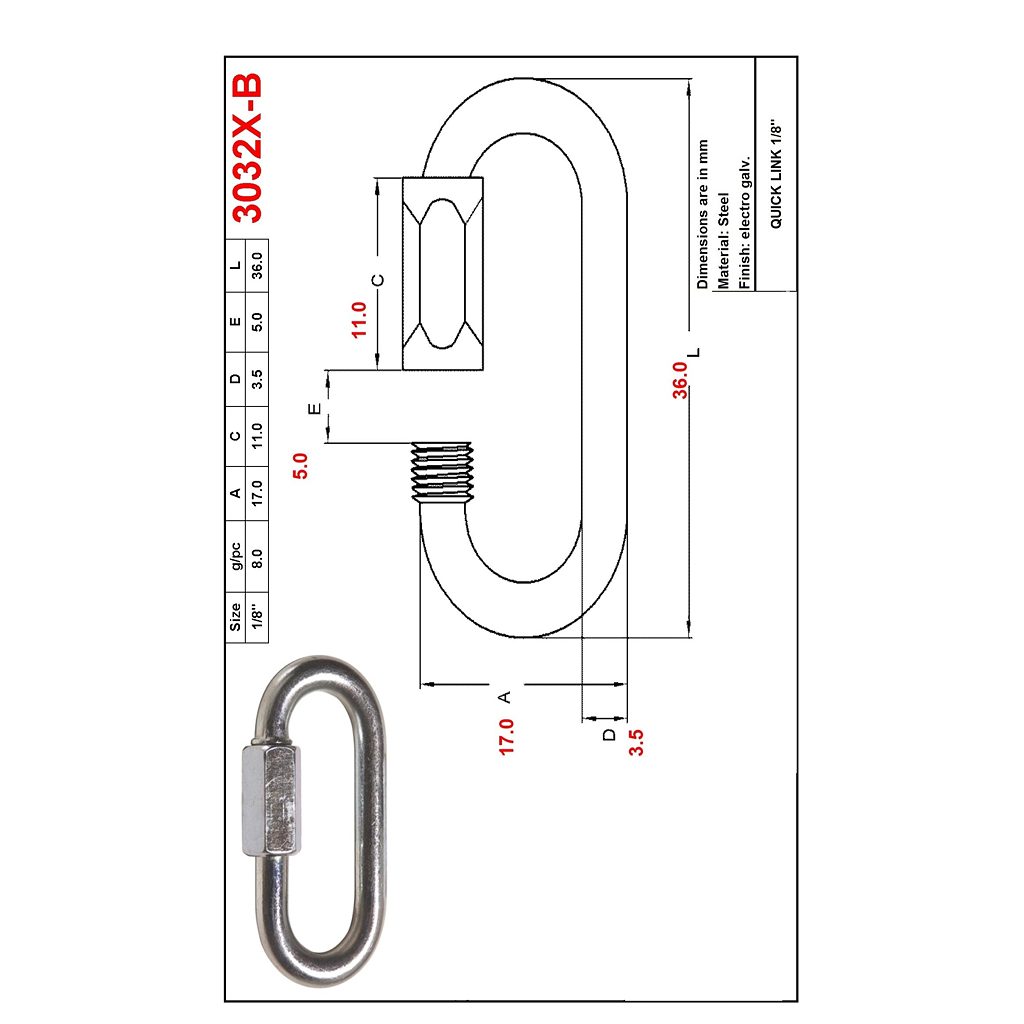 Main 2 - 1/8" QUICK LINK -