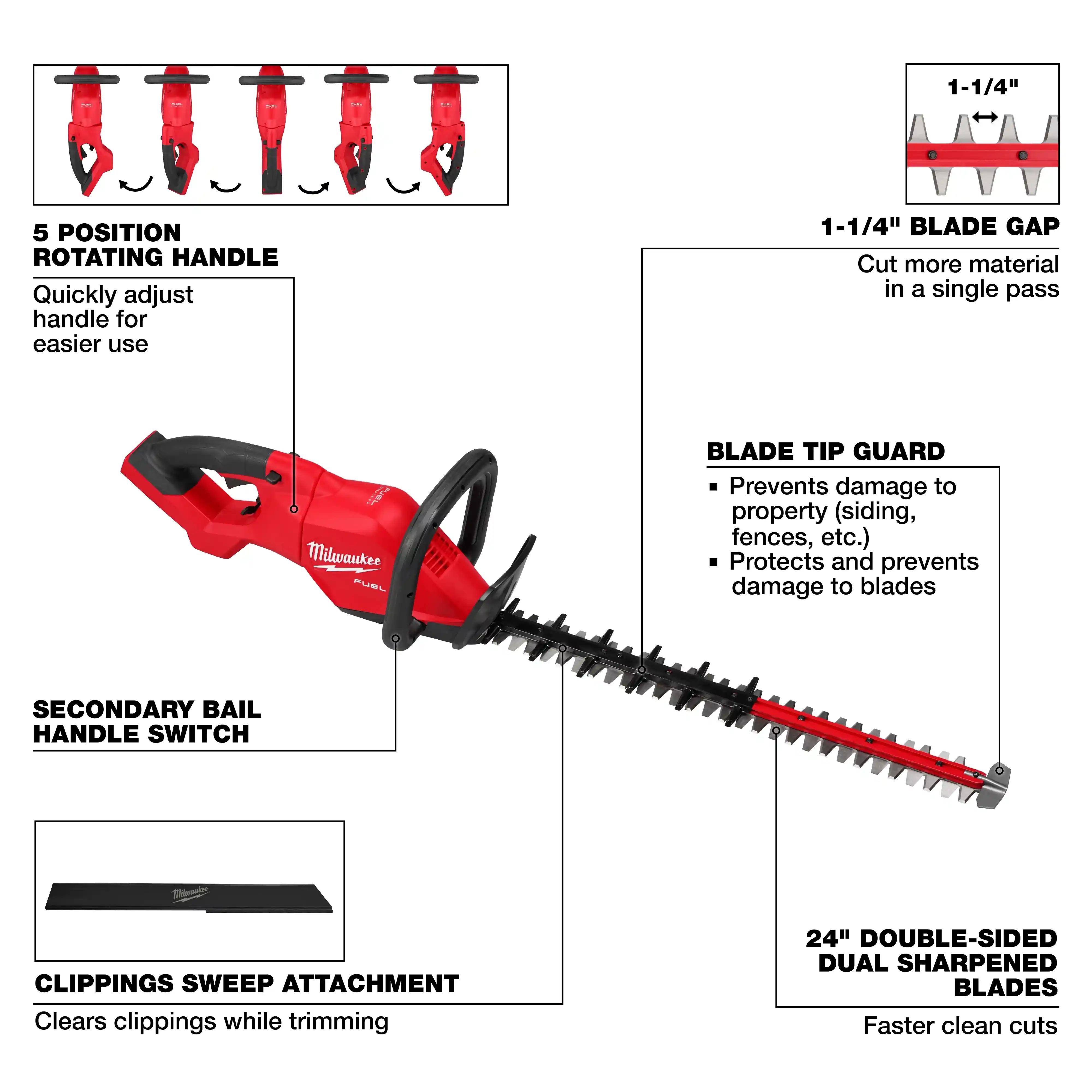 Main 2 - MILWAUKEE M18 FUEL 24" HEDGE TRIMMER (TOOL ONLY) -