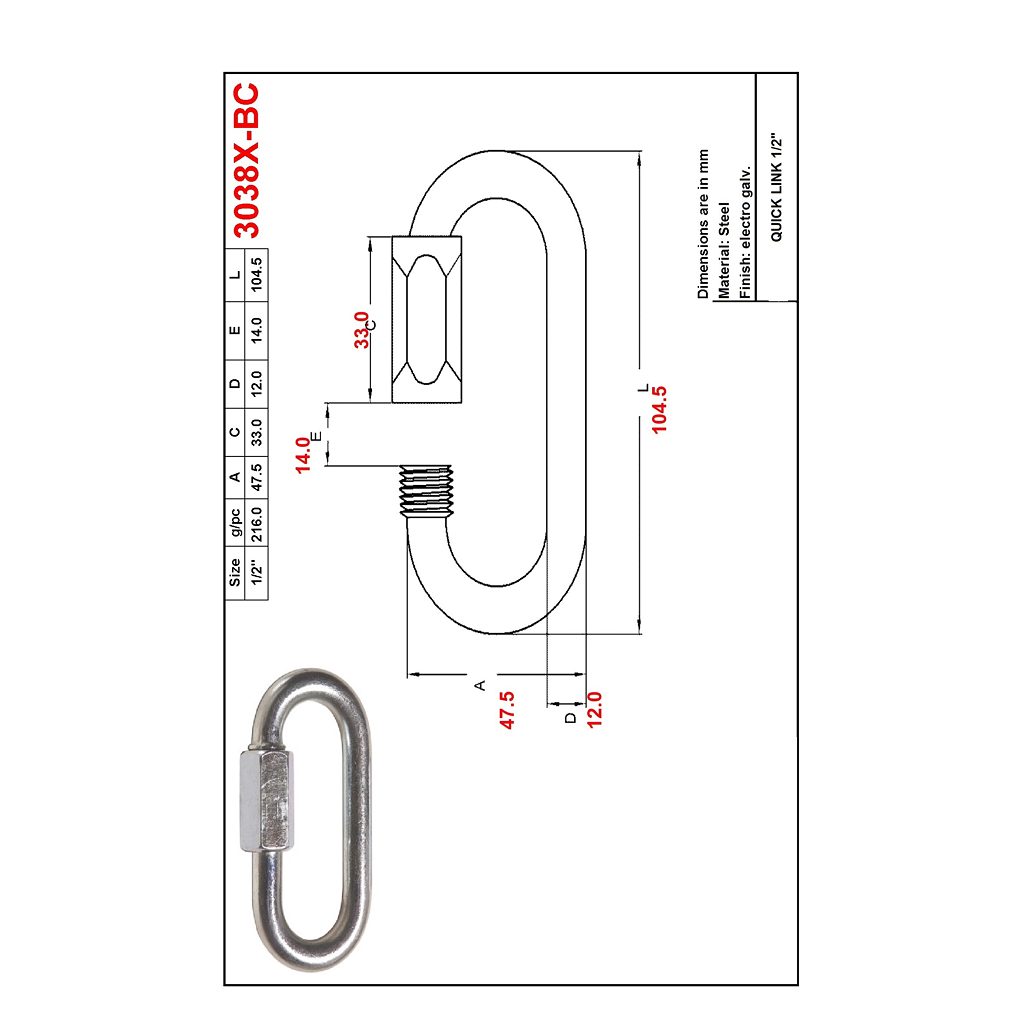 Main 2 - 1/2" QUICK LINK -