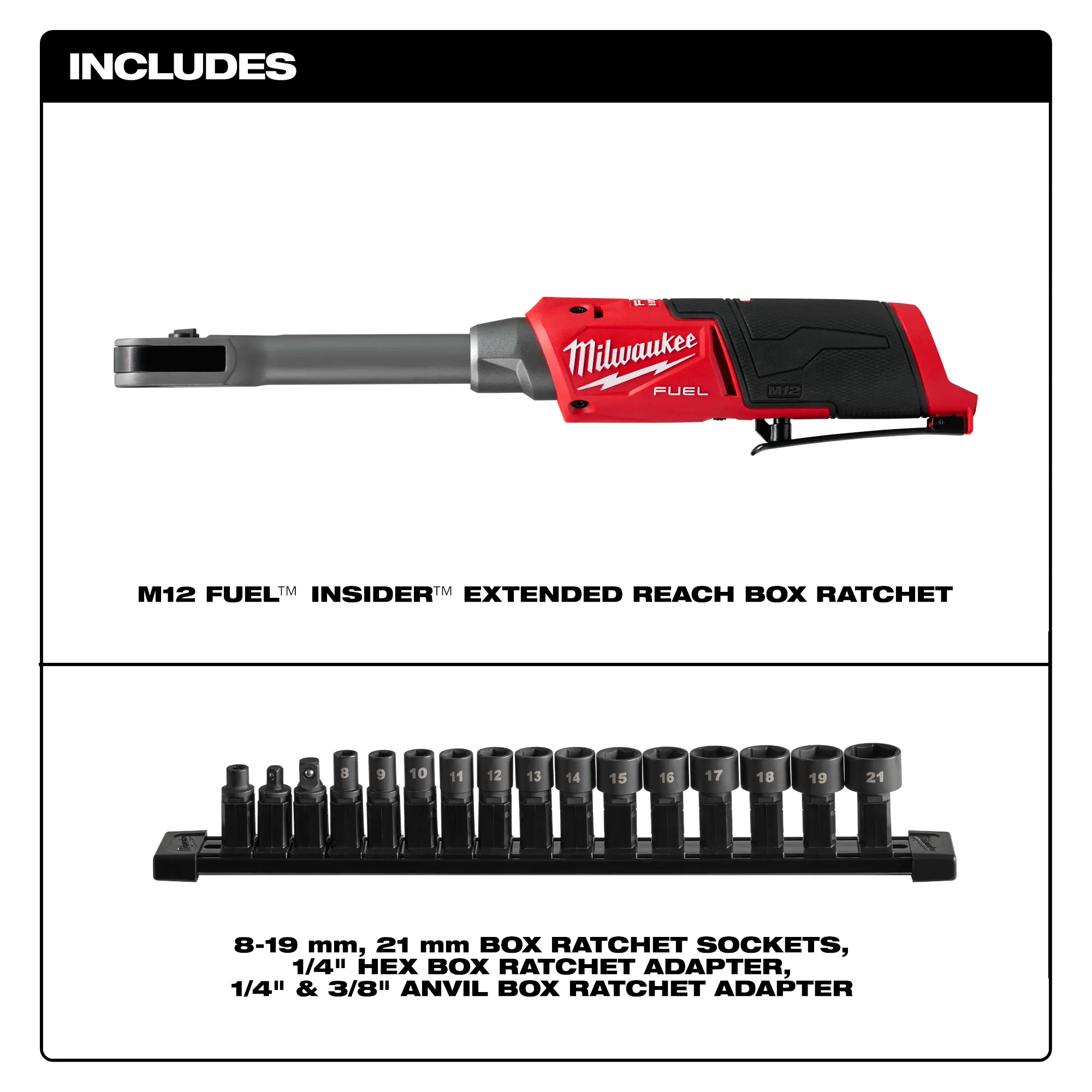 Main 2 - MILWAUKEE M12 FUEL INSIDER EXTENDED REACH BOX RATCHET (TOOL ONLY) -