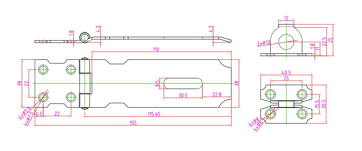 Main 2 - 4-1/2" HASP - FLAT BLACK -