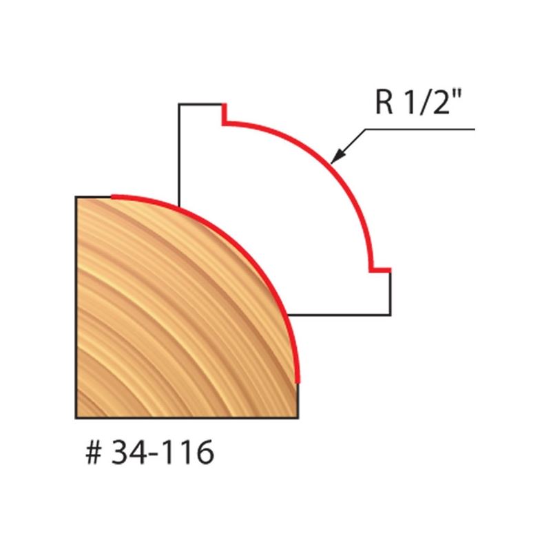 Main 2 - FREUD 1/2" RADIUS ROUNDING-OVER ROUTER BIT -