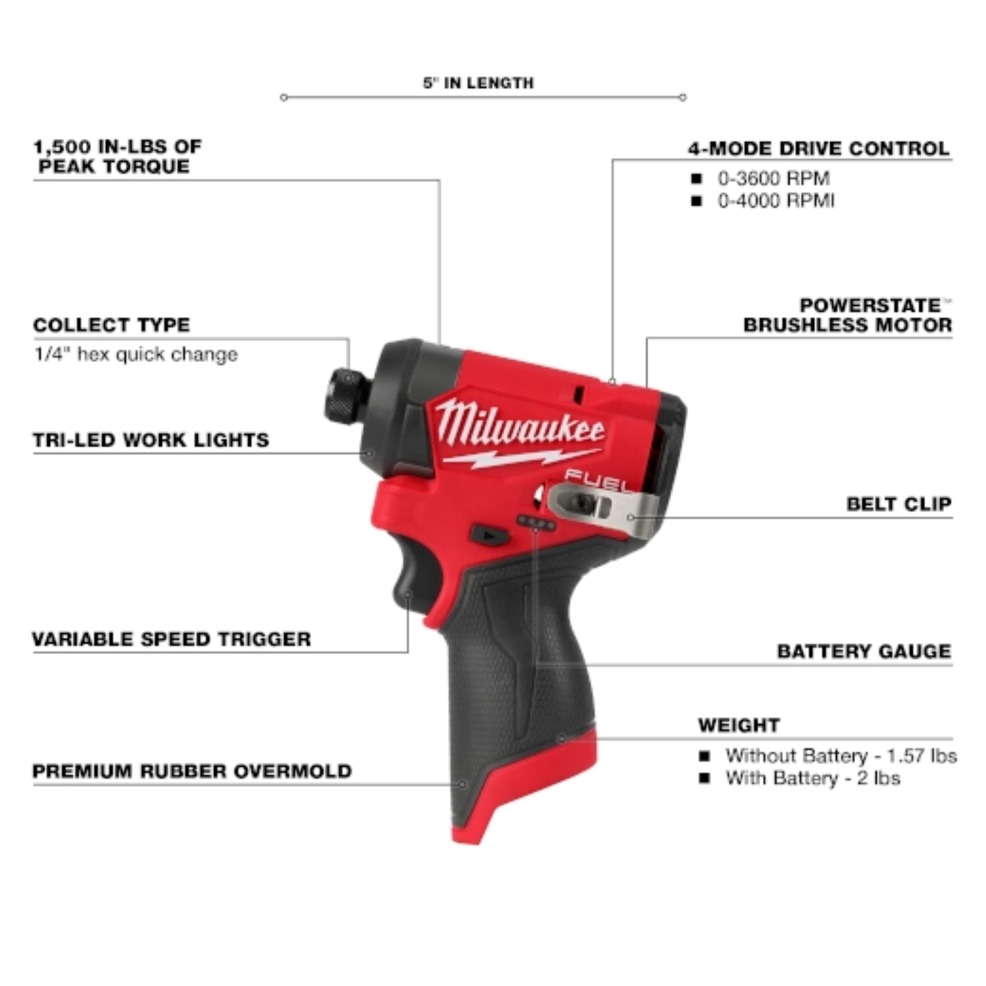 Main 2 - MILWAUKEE M12 FUEL 1/4" HEX IMPACT DRIVER (TOOL ONLY) -