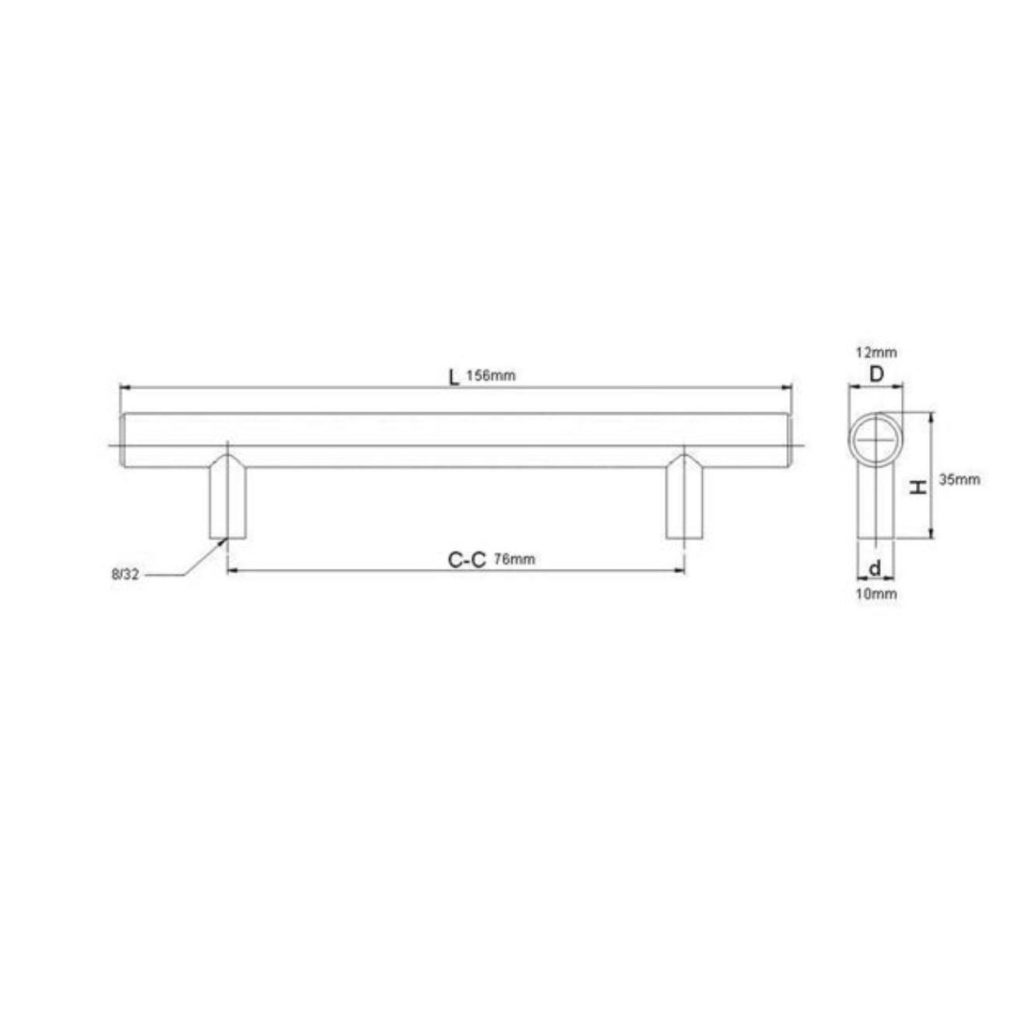 Main 2 - 76mm DRAWER PULL (12mm Ø) - OIL-RUBBED BRONZE (10 PACK) -