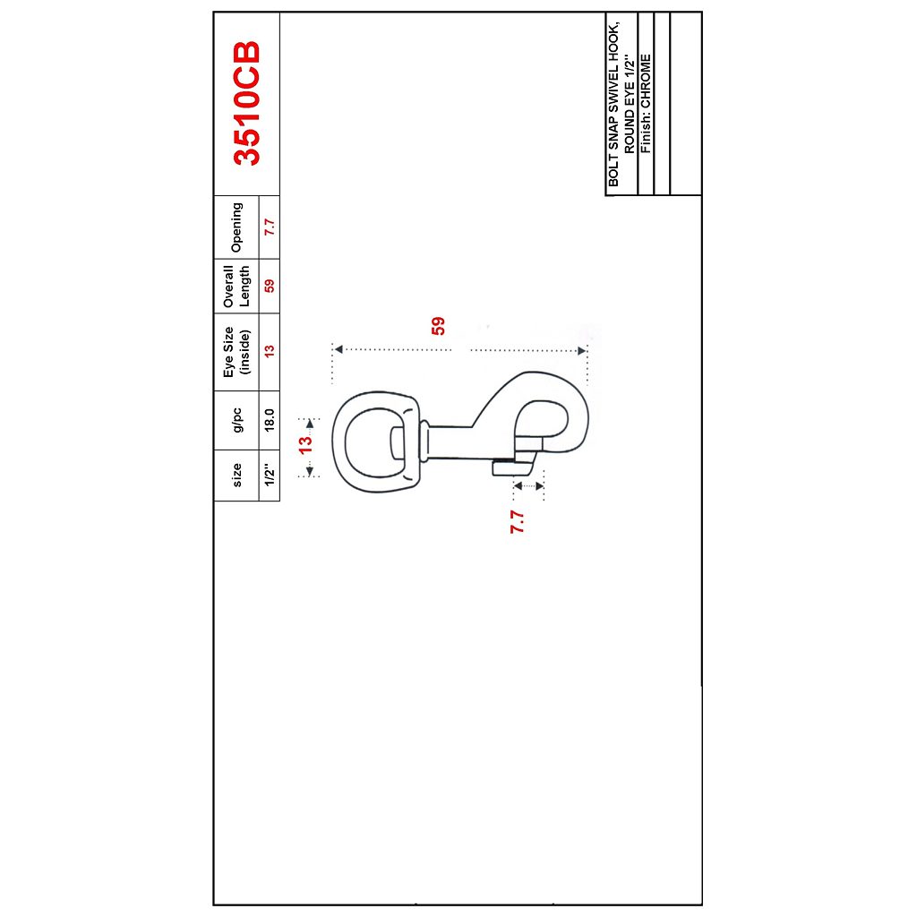 Main 2 - 1/2" BOLT-SNAP ROUNDEYE SWIVEL - CHROME -