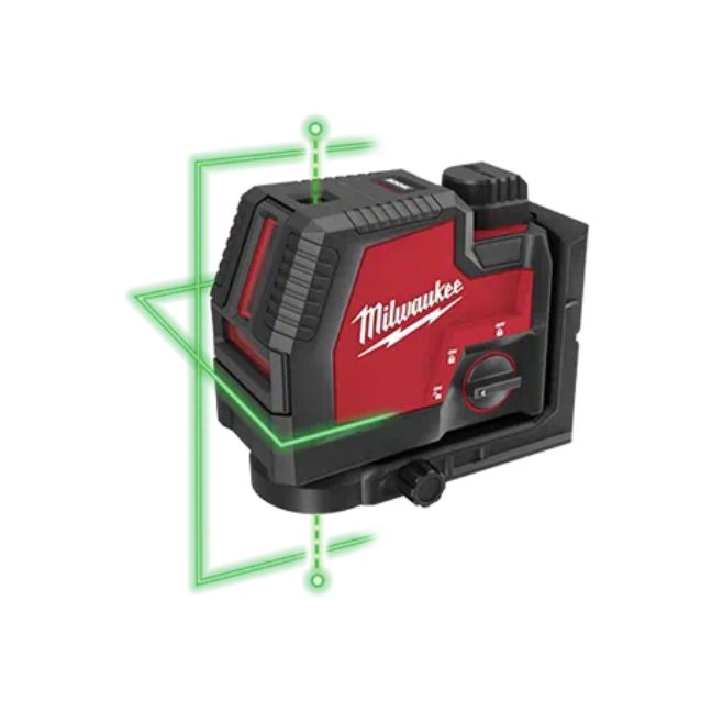MILWAUKEE GREEN CROSS LINE & PLUMB POINTS LASER (USB RECHARGEABLE) - Kilrich Building Centres