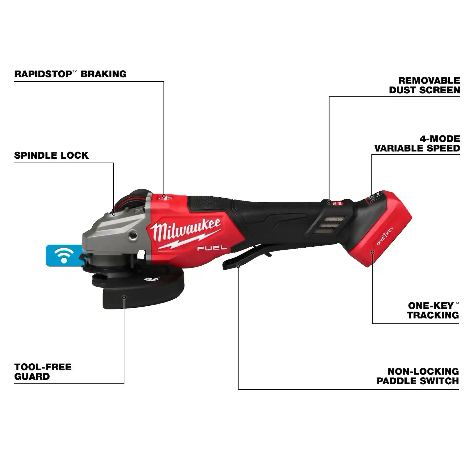 Main 2 - MILWAUKEE M18 FUEL 4-1/2" - 6" BRAKING GRINDER w/ PADDLE SWITCH & ONE-KEY (TOOL ONLY) -