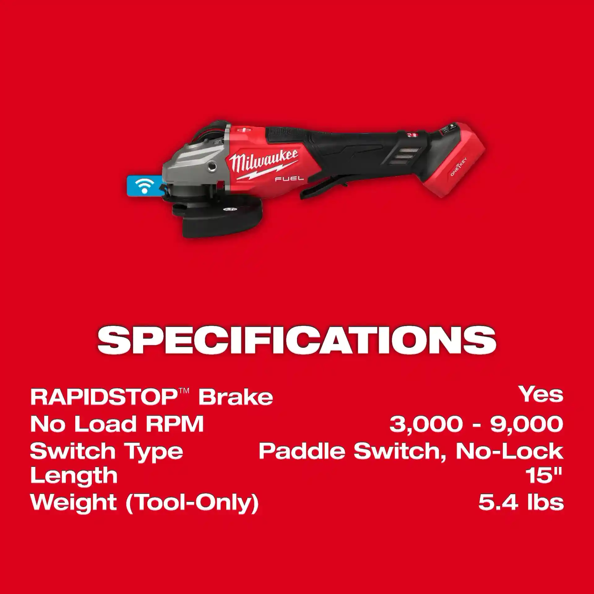 Main 3 - MILWAUKEE M18 FUEL 4-1/2" - 6" BRAKING GRINDER w/ PADDLE SWITCH & ONE-KEY (TOOL ONLY) -