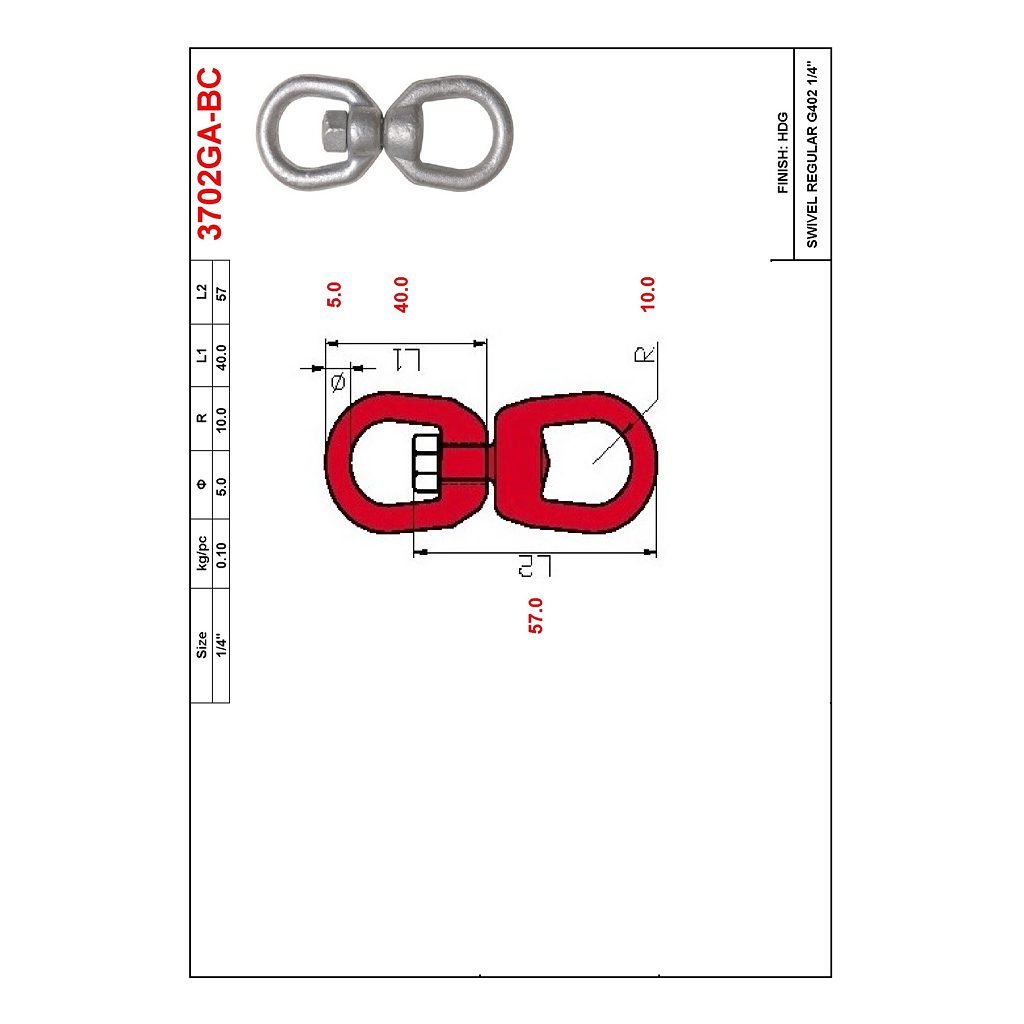 Main 2 - 1/4" FORGED CHAIN SWIVEL - GALVANIZED -