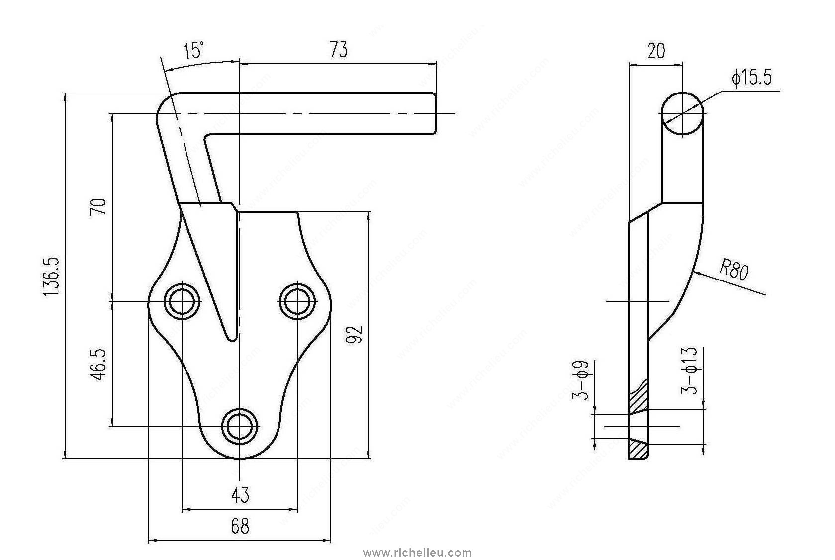 Main 2 - 3" RIGHT-HAND STAKE HOOK PIN (9/16" Ø) -
