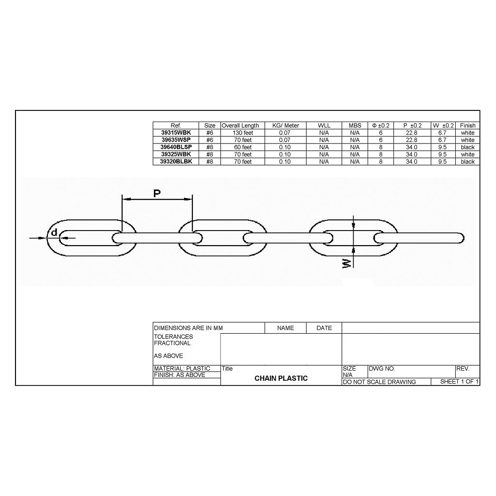 Main 2 - 1/0 DOUBLE-LOOP CHAIN - WHITE POLY-COAT (100' LONG) -