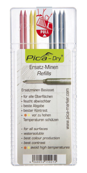 PICA DRY REFILL SET (2 RED, 2 YELLOW & 4 GRAPHITE) - Kilrich Building Centres