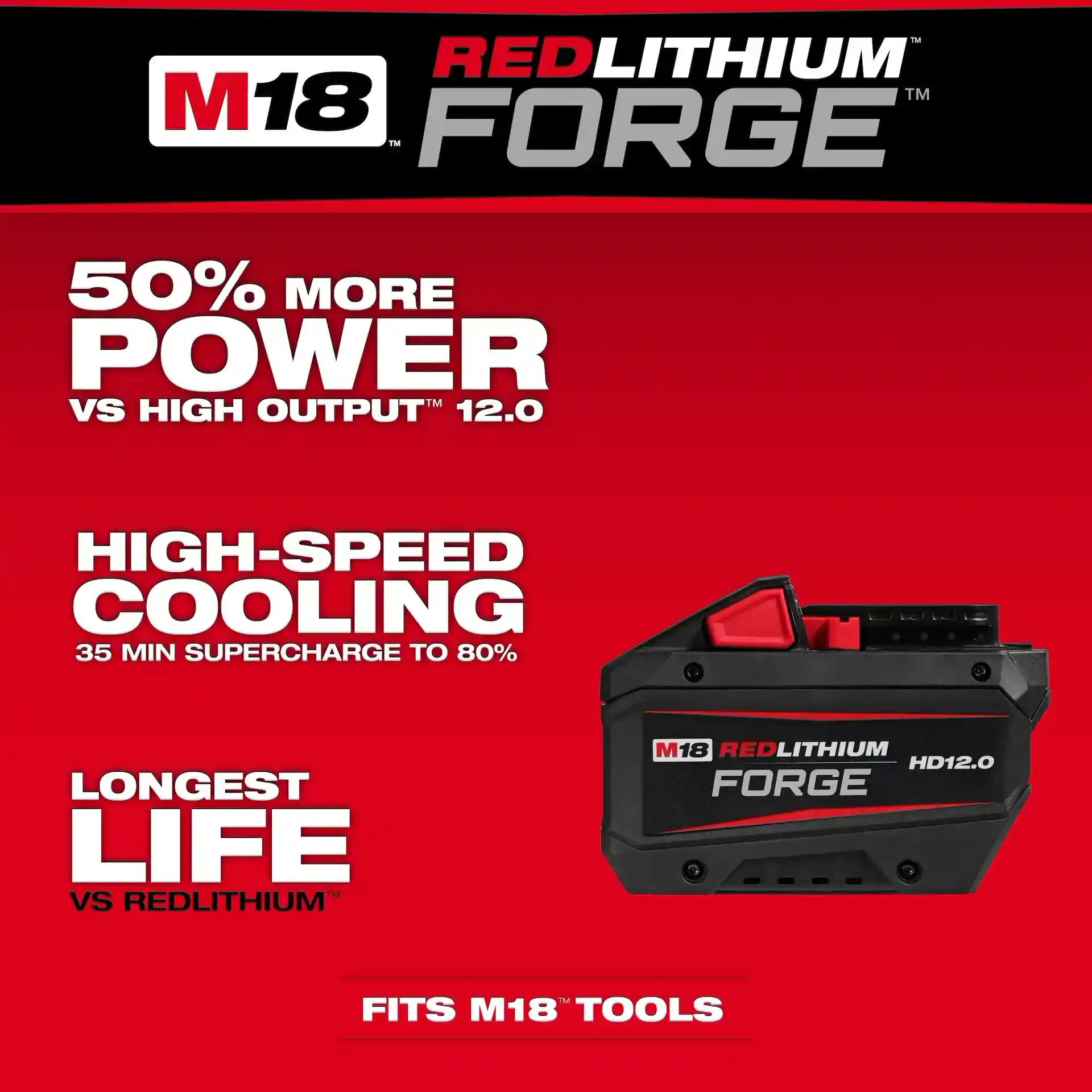 Main 3 - MILWAUKEE M18 REDLITHIUM FORGE HD12.0 BATTERY PACK -