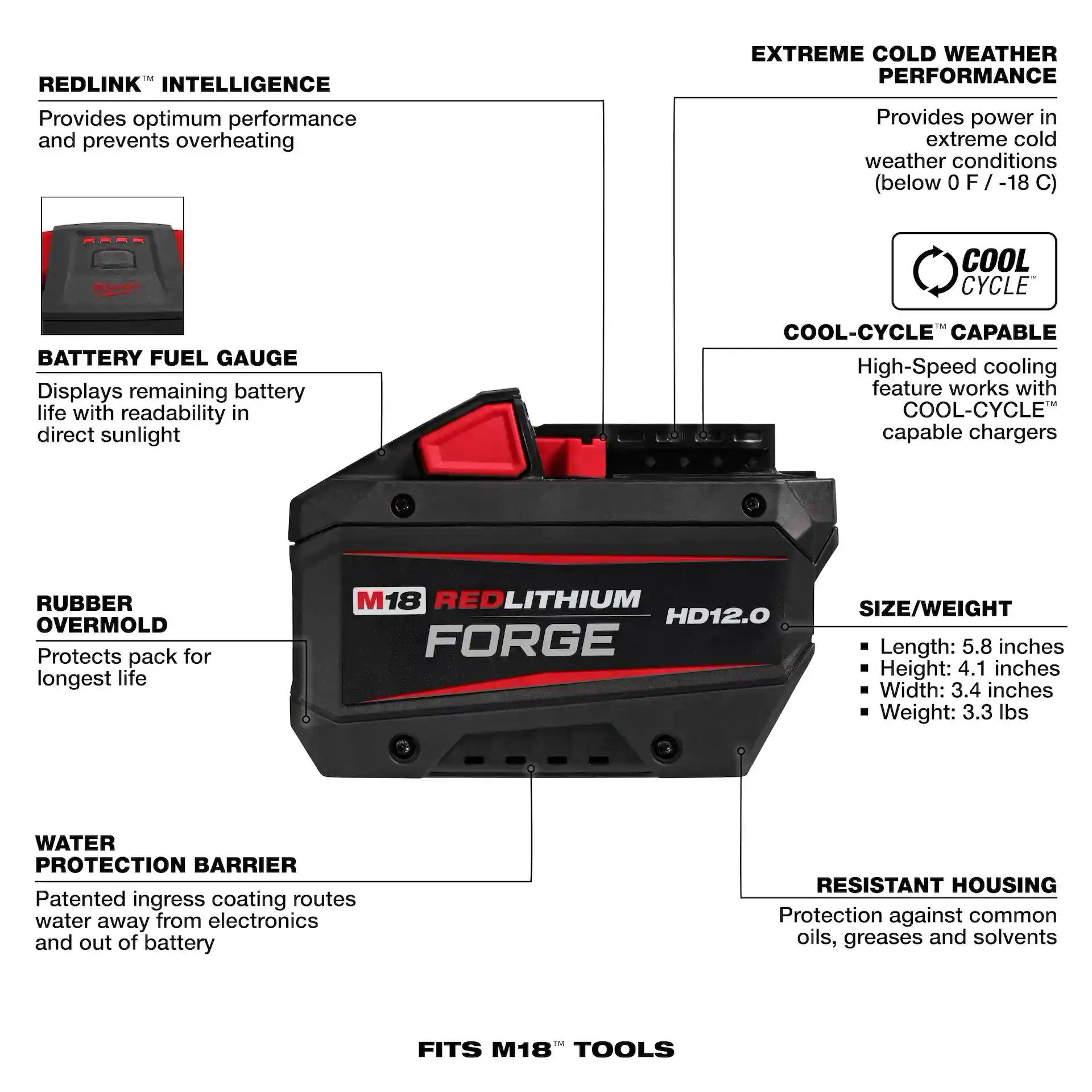 Main 2 - MILWAUKEE M18 REDLITHIUM FORGE HD12.0 BATTERY PACK -
