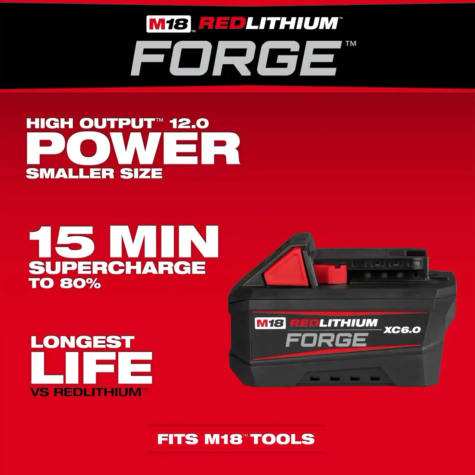 Main 3 - MILWAUKEE M18 REDLITHIUM FORGE XC6.0 BATTERY PACK -