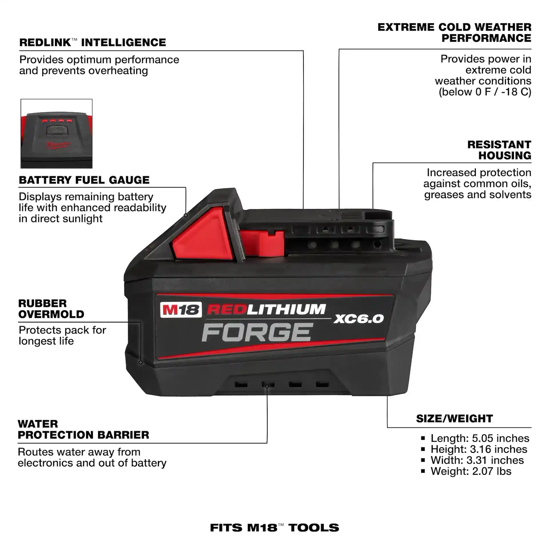 Main 2 - MILWAUKEE M18 REDLITHIUM FORGE XC6.0 BATTERY PACK -