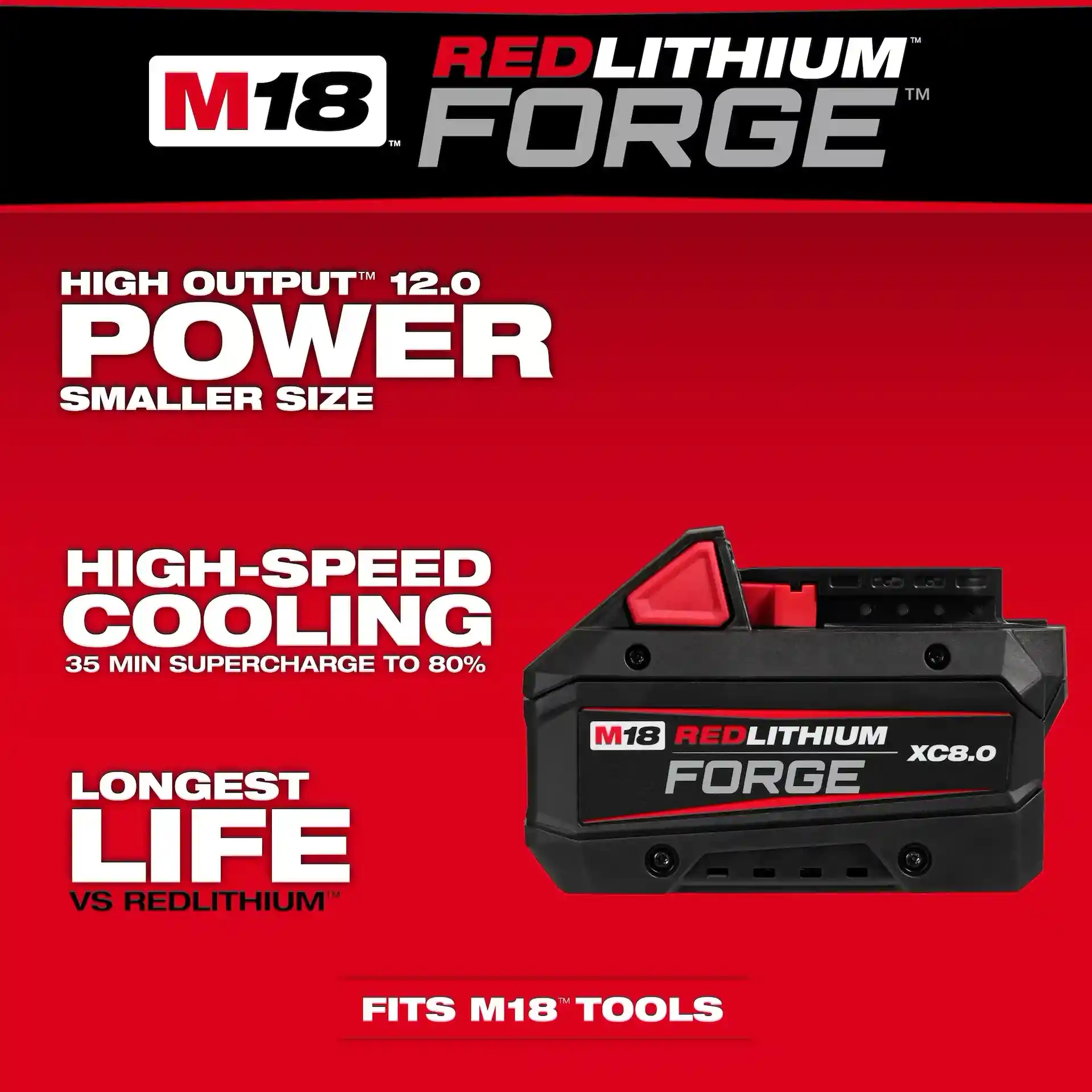 Main 3 - MILWAUKEE M18 REDLITHIUM FORGE XC8.0 BATTERY PACK -