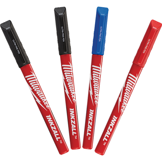 MILWAUKEE ULTRAFINE-POINT INKZALL JOBSITE MARKERS - ASSORTED COLOURS (4 PACK) - Kilrich Building Centres