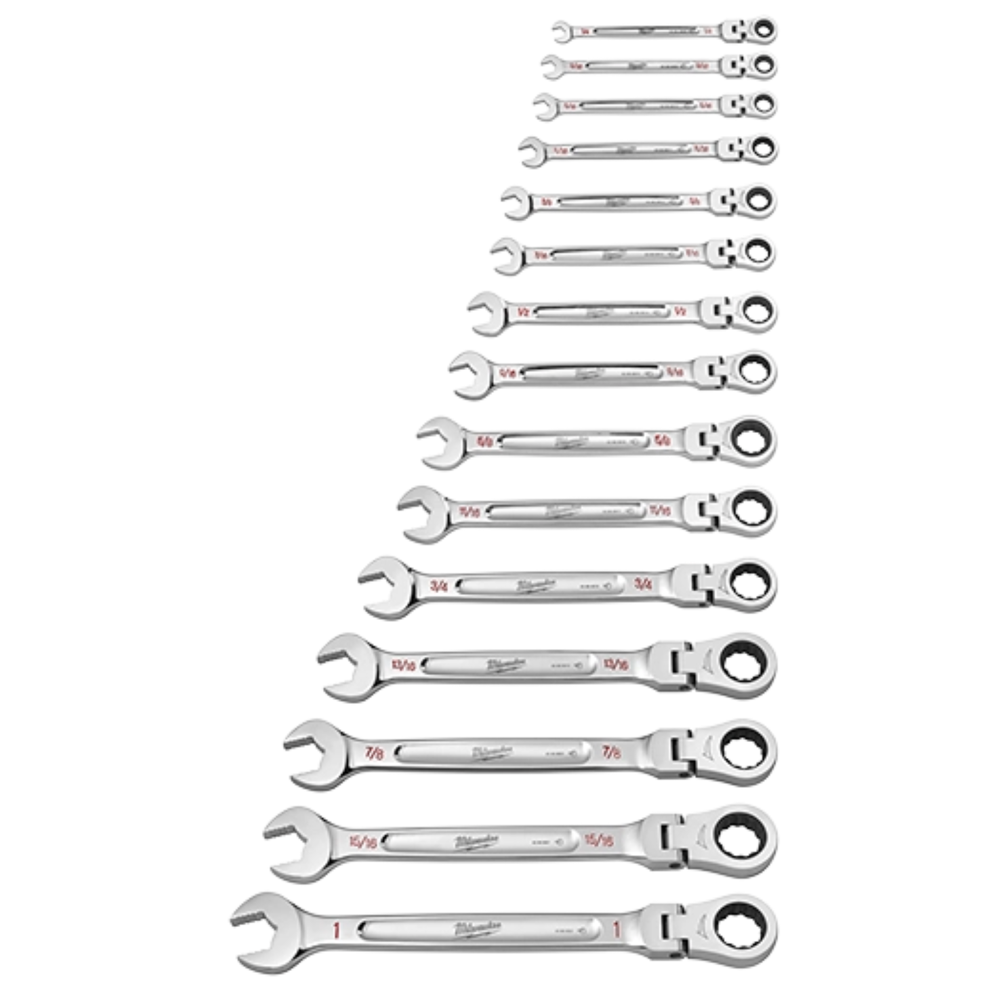 Main 3 - MILWAUKEE SAE FLEX-HEAD COMBO WRENCH (15 PIECES) -