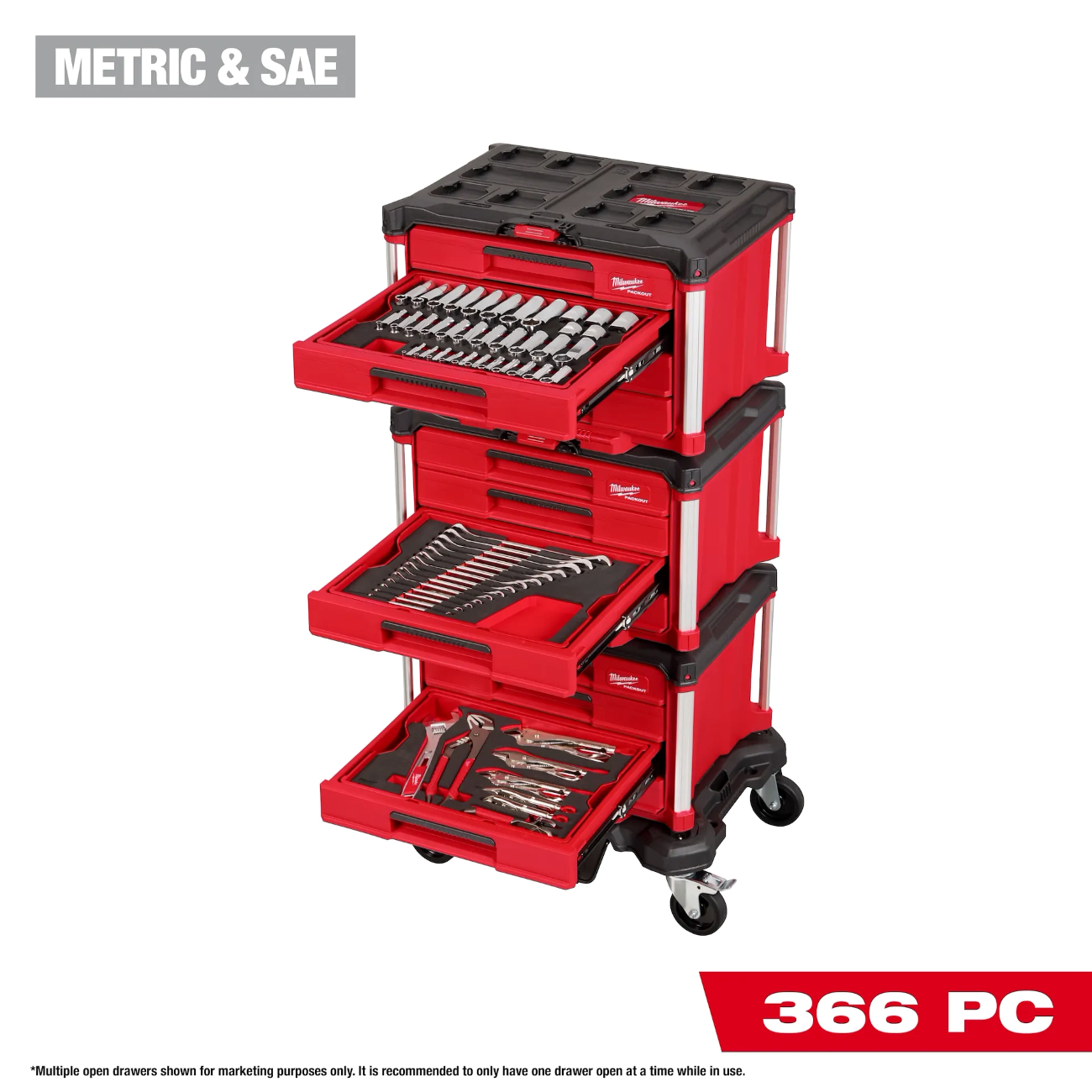 MILWAUKEE MASTERMECHANICS HAND TOOL SET w/ PACKOUT DRAWERS AND DOLLY (366 PIECES) - Kilrich Building Centres