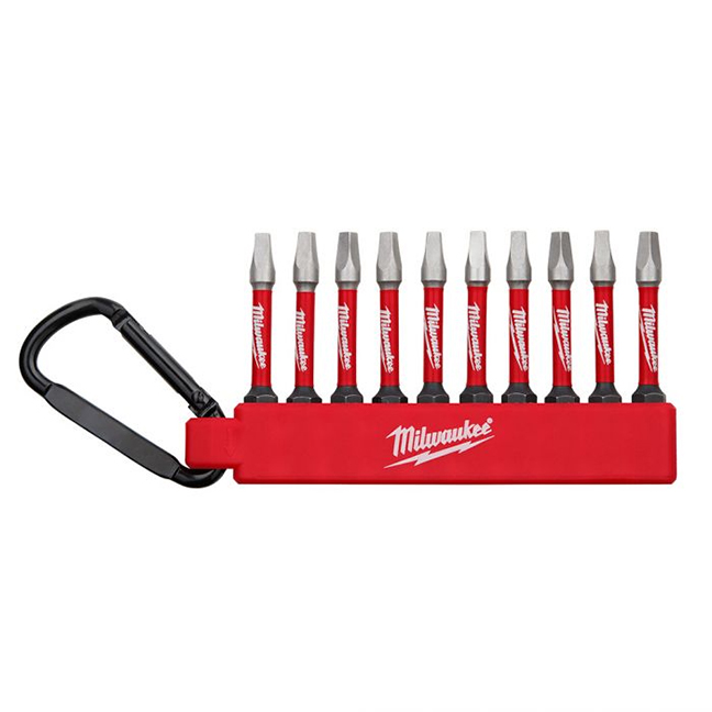 MILWAUKEE SHOCKWAVE #2 ROBERTSON BIT CARABINER SET (10 PIECES) - Kilrich Building Centres