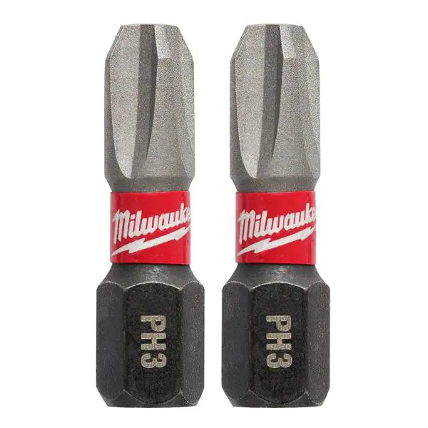 MILWAUKEE SHOCKWAVE 1" PHILLIPS INSERT BIT - 1/4" DRIVE (2 PACK) - Kilrich Building Centres