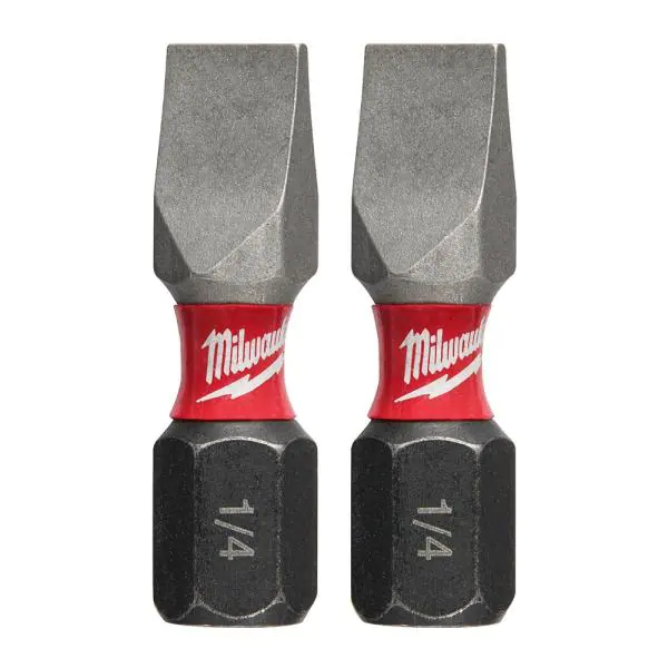 MILWAUKEE SHOCKWAVE #10 SLOTTED INSERT BIT - 1/4" DRIVE (2 PACK) - Kilrich Building Centres