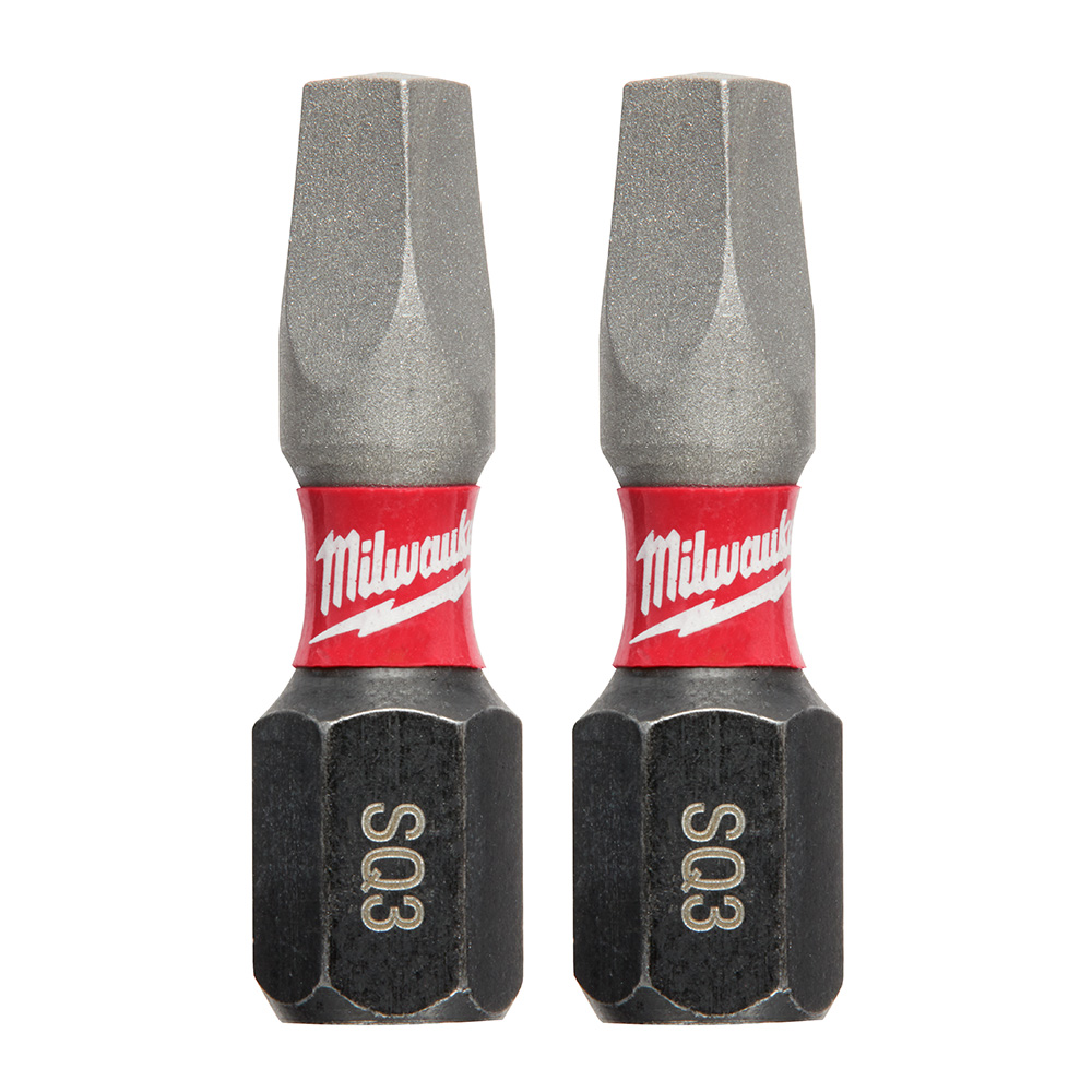 MILWAUKEE SHOCKWAVE #3 ROBERTSON INSERT BIT - 1/4" DRIVE (2 PACK) - Kilrich Building Centres