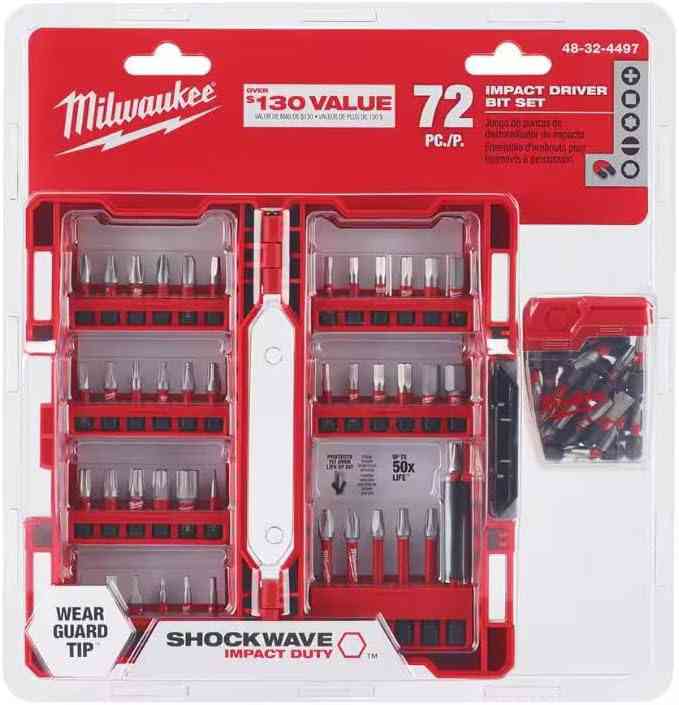 MILWAUKEE SHOCKWAVE DRIVING SET - 72 PIECES - Kilrich Building Centres