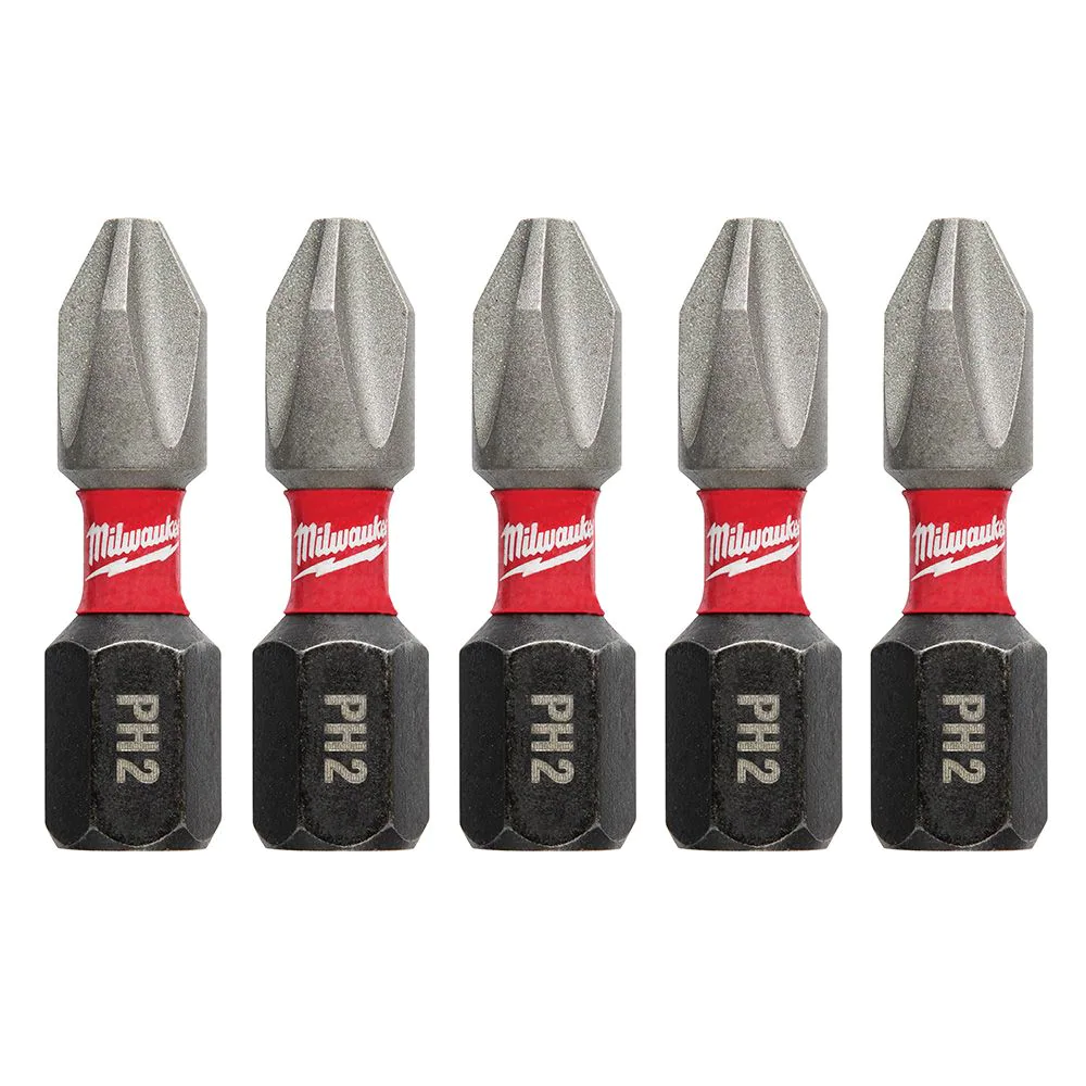 MILWAUKEE SHOCKWAVE #2 PHILLIPS INSERT BIT - 1/4" DRIVE (5 PACK) - Kilrich Building Centres