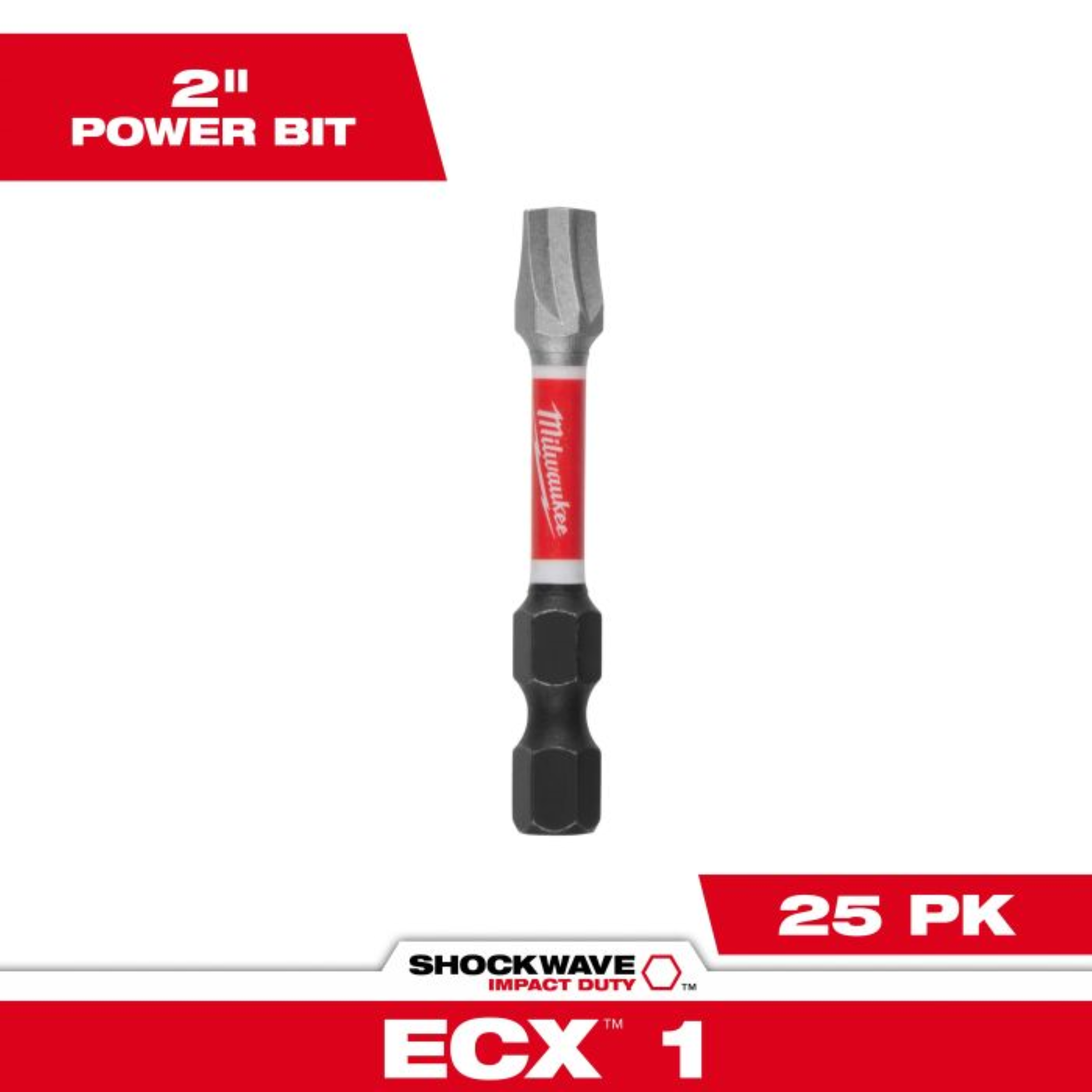 Main 2 - MILWAUKEE SHOCKWAVE 2" IMPACTECX 1 POWER BITS -