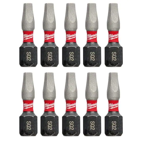 MILWAUKEE SHOCKWAVE #2 ROBERTSON INSERT BIT - 1/4" DRIVE (10 PACK) - Kilrich Building Centres
