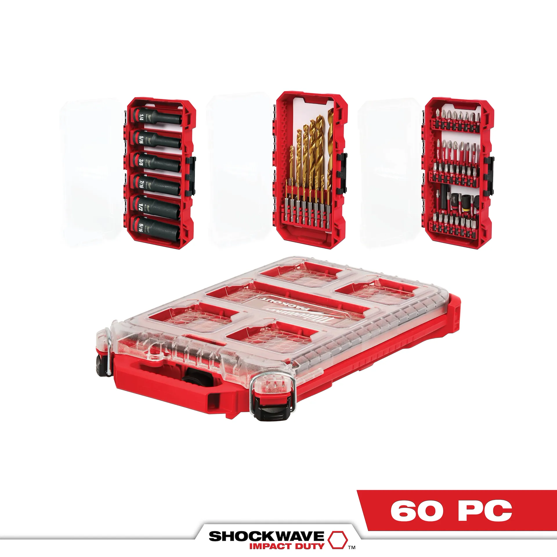 MILWAUKEE SHOCKWAVE DRILL, DRIVE & FASTEN PACKOUT SET (60 PIECES) - Kilrich Building Centres