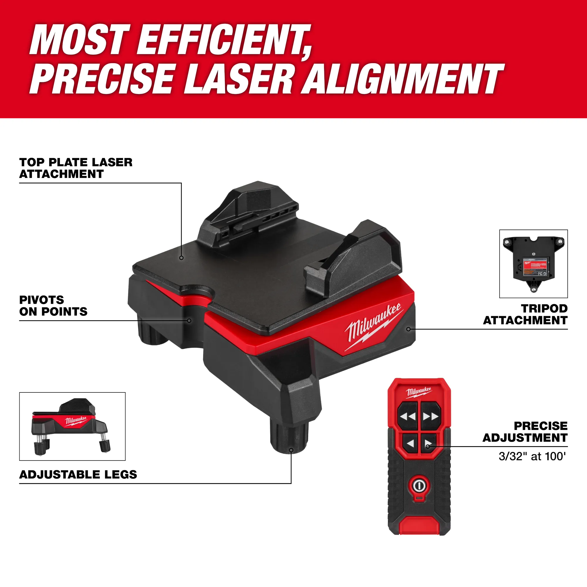 Main 2 - MILWAUKEE WIRELESS LASER ALIGNMENT BASE w/ REMOTE -
