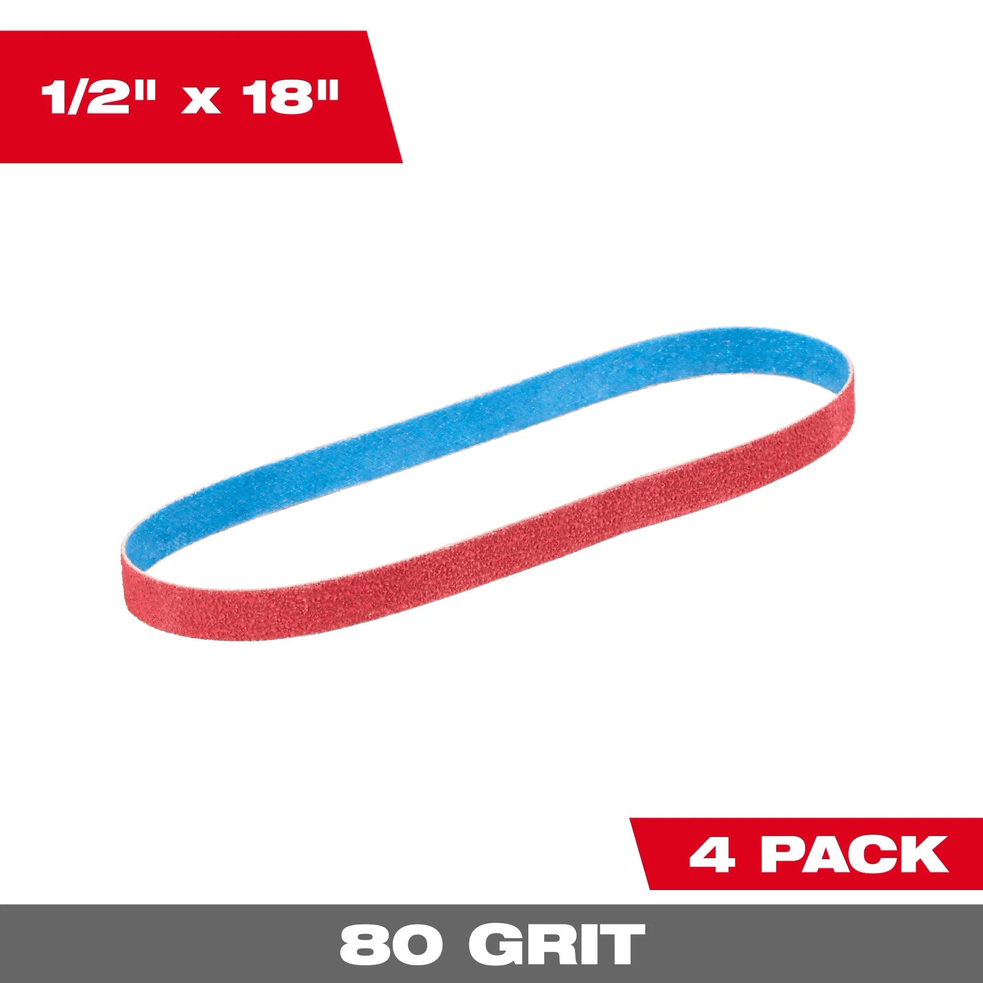 MILWAUKEE 1/2" x 18" 80 GRIT BANDFILE BELTS (4 PACK) - Kilrich Building Centres